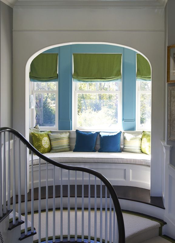      This cozy window seat (mix&chic.com) gives new meaning to the word “retreat.”  Even the architecture of the space encloses you and pulls you in from the “busy-ness” of the household around you. 